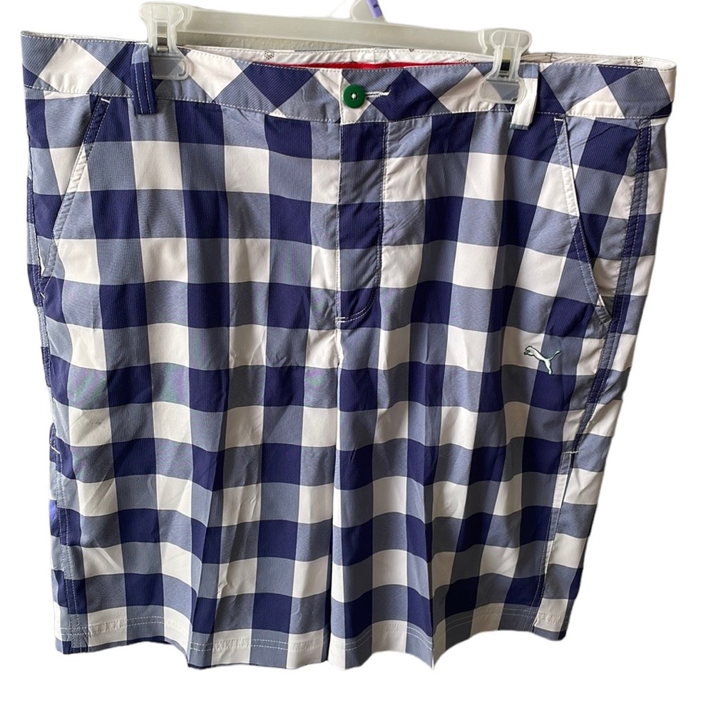 Golf Performance USP DRY Blue Plaid Shorts Waist 38